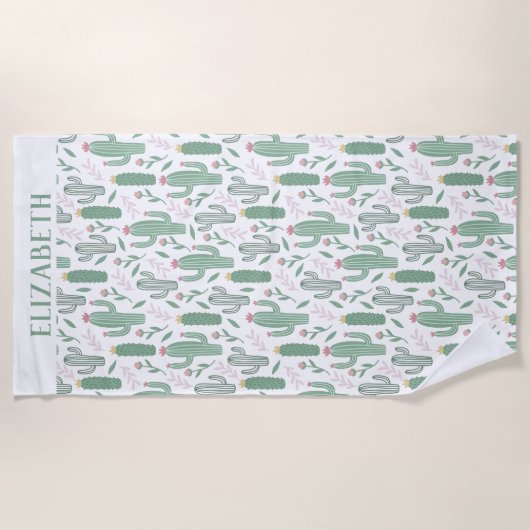 personalisiertes botanisches Muster Strandtuch (Vorderseite)