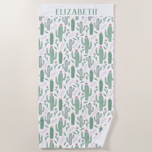 personalisiertes botanisches Muster Strandtuch (Vorderseite)