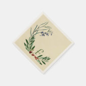 Personalisiertes botanisches Olivenblatt Napkins Serviette (Ecke)