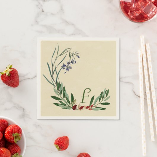 Personalisiertes botanisches Olivenblatt Napkins Serviette (Beispiel)