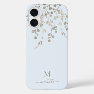 Personalisiertes botanisches Wasserfarben-Monogram iPhone 16 Hülle