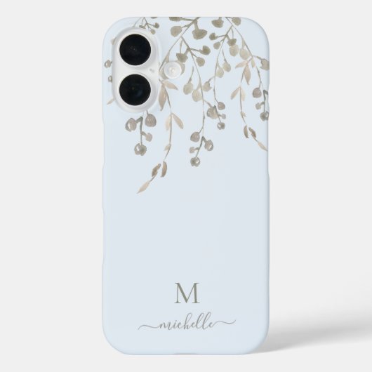 Personalisiertes botanisches Wasserfarben-Monogram Case-Mate iPhone Hülle (Rückseite)
