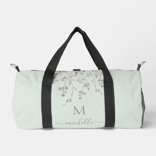 Personalisiertes botanisches Wasserfarben-Monogram Duffle Bag (Vorderseite)