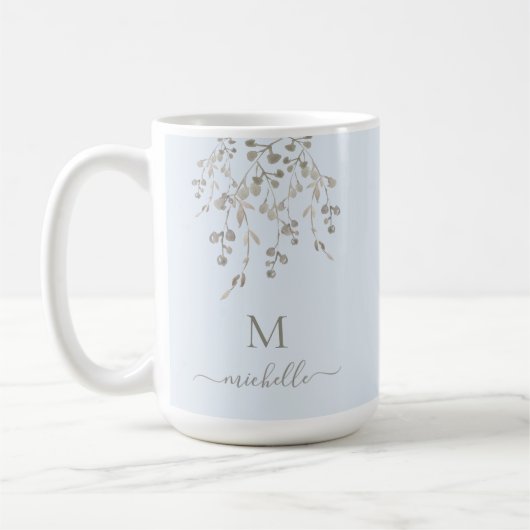 Personalisiertes botanisches Wasserfarben-Monogram Kaffeetasse (Links)
