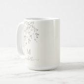 Personalisiertes botanisches Wasserfarben-Monogram Kaffeetasse (Vorderseite Links)