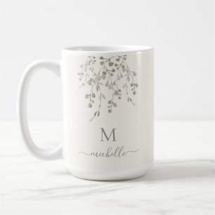 Personalisiertes botanisches Wasserfarben-Monogram Kaffeetasse