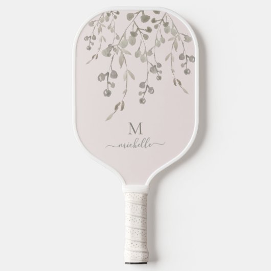 Personalisiertes botanisches Wasserfarben-Monogram Pickleball Schläger (Vorderseite)