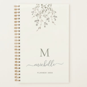Personalisiertes botanisches Wasserfarben-Monogram Planer