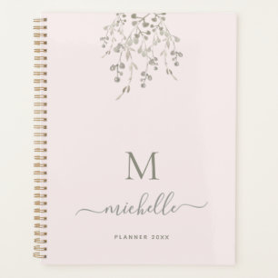 Personalisiertes botanisches Wasserfarben-Monogram Planer