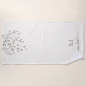 Personalisiertes botanisches Wasserfarben-Monogram Strandtuch (Vorderseite)