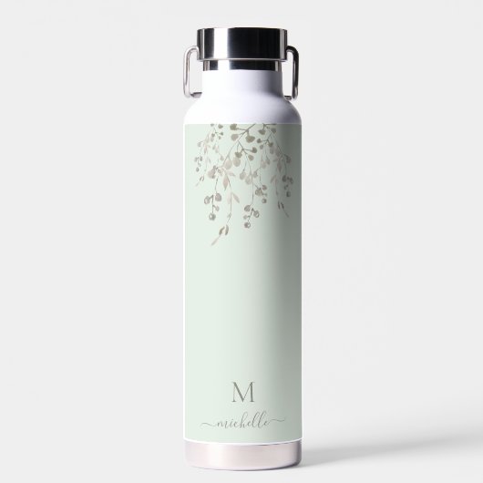 Personalisiertes botanisches Wasserfarben-Monogram Trinkflasche (Vorne)