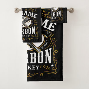Personalisiertes Bourbon Vintag Guns Whiskey-Label Badhandtuch Set