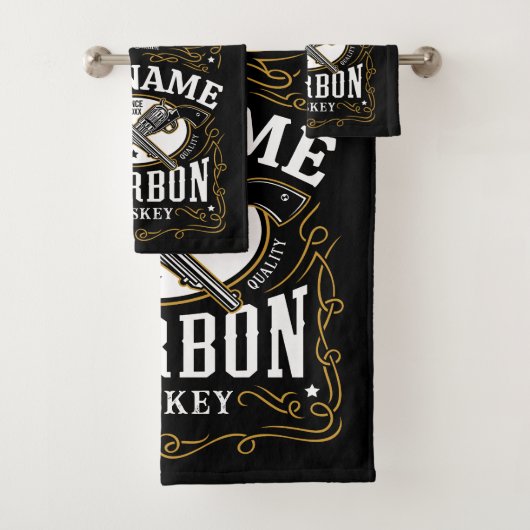 Personalisiertes Bourbon Vintag Guns Whiskey-Label Badhandtuch Set (Insitu)