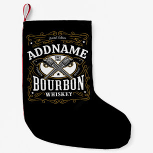 Personalisiertes Bourbon Vintag Guns Whiskey-Label Kleiner Weihnachtsstrumpf