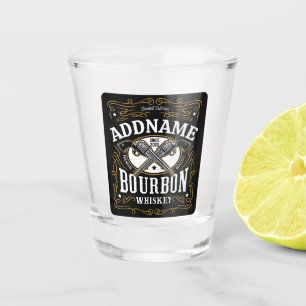 Personalisiertes Bourbon Vintag Guns Whiskey-Label Schnapsglas