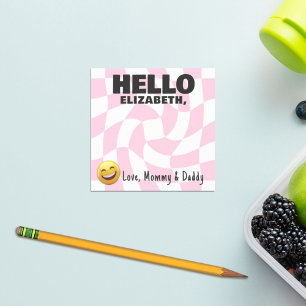 Personalisiertes Boy Lunch Box Hinweis Retro Check Post-it Klebezettel