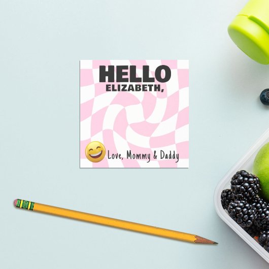 Personalisiertes Boy Lunch Box Hinweis Retro Check Post-it Klebezettel