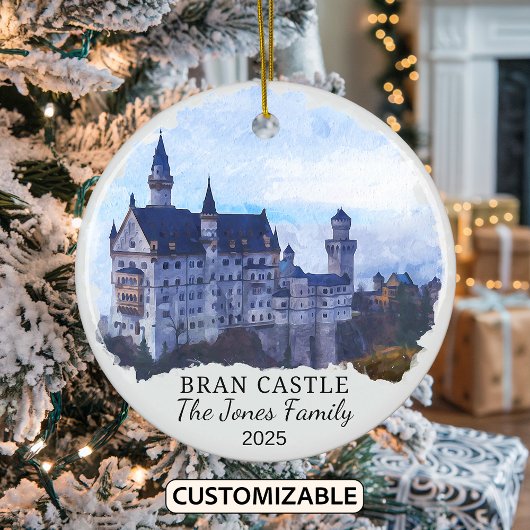 Personalisiertes Bran Castle Ornament, Rumänien Keramik Ornament