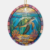 Personalisiertes Brasilien Ornament, Seeschildkröt Keramik Ornament (Links)