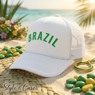 Personalisiertes Brasilien-Text-Bold-Trucker-Hut-D Truckerkappe
