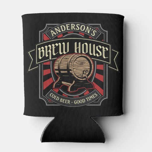 Personalisiertes Brauhaus Label Bier Brauen Bar Pu Dosenkühler (Rückseite)