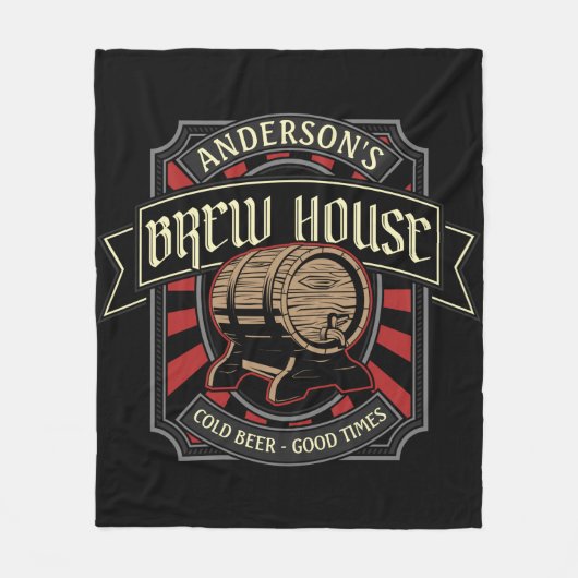 Personalisiertes Brauhaus Label Bier Brauen Bar Pu Fleecedecke (Vorderseite)