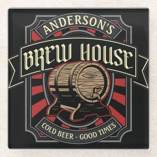 Personalisiertes Brauhaus Label Bier Brauen Bar Pu Glasuntersetzer (Vorderseite)