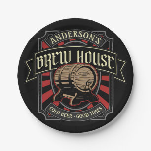 Personalisiertes Brauhaus Label Bier Brauen Bar Pu Pappteller