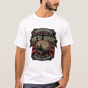 Personalisiertes Brauhaus Label Bier Brauen Bar Pu T-Shirt