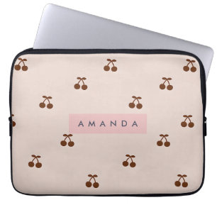 Personalisiertes Braun-Kirsch-Muster Laptopschutzhülle