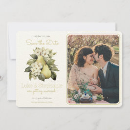 Personalisiertes braunes grünes Foto Save the Date Einladung
