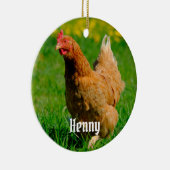 Personalisiertes braunes Hühnchen im Gras Keramik Ornament (Rechts)