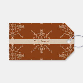 Personalisiertes braunes indisches Boho-Linienkuns Geschenkanhänger