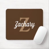 Personalisiertes braunes Tan Retro-Monogramm Mousepad (Mit Mouse)