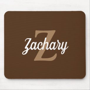 Personalisiertes braunes Tan Retro-Monogramm Mousepad