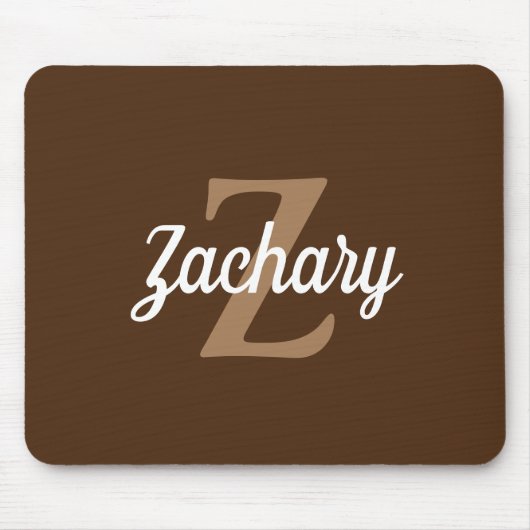 Personalisiertes braunes Tan Retro-Monogramm Mousepad (Vorne)
