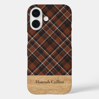 Personalisiertes braunes Tartan-Karo-iPhone-Case iPhone 16 Hülle