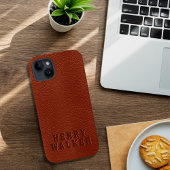 Personalisiertes braunes Veganes Leder Case-Mate iPhone Hülle