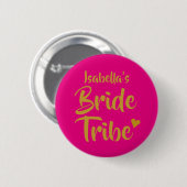Personalisiertes Braut Tribe Gold Herz Button (Vorne & Hinten)