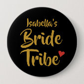 Personalisiertes Braut Tribe Rotes Herz Button (Vorderseite)