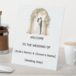 Personalisiertes Braut- und Bräutigam-Hochzeitsemp Sockelschild