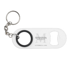 Personalisiertes Brautjungfern-Monogramm und Name Mini Flaschenöffner