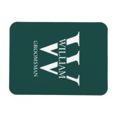 Personalisiertes Brautjunggesellen-Monogramm & Nam Magnet (Horizontal)