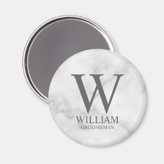 Personalisiertes Brautjunggesellen-Monogramm & Nam Magnet (Vorderseite/Rückseite)