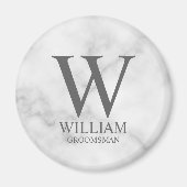 Personalisiertes Brautjunggesellen-Monogramm & Nam Magnet (Vorne)