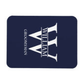 Personalisiertes Brautjunggesellen-Monogramm & Nam Magnet (Horizontal)