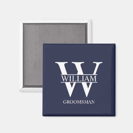 Personalisiertes Brautjunggesellen-Monogramm & Nam Magnet (Vorderseite/Rückseite)