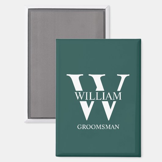 Personalisiertes Brautjunggesellen-Monogramm & Nam Magnet (Vorderseite/Rückseite)