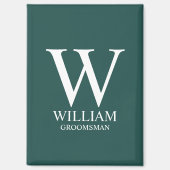 Personalisiertes Brautjunggesellen-Monogramm & Nam Magnet (Vorderseite)