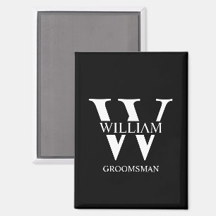 Personalisiertes Brautjunggesellen-Monogramm & Nam Magnet